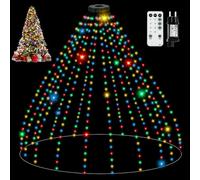SKELO Luci Albero di Natale 400 LED 2.5M 16 Fili 8 Modalità IP65 Telecontrollo Timer Mantello Luci Natale Albero Luci Albero di Natale a Cascata con Anello Luminarie Natalizie per Interno Esterno RGB