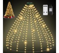 SKELO Luci Albero di Natale 400 LED 2.5M 16 Fili 8 Modalità IP65 Telecontrollo Timer Mantello Luci Natale Albero Luci Albero di Natale a Cascata con Anello Luminarie Natalizie per Interno Esterno