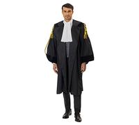 SKÉMATA, Kit Toga Classic in Lana Extrafine 120’S per Avvocato Uomo Cassazionista e Cordoniere Classic Oro e Nero con Pratica Clip, con Pettorina Senza Pizzo, Tg L