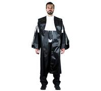 SKÉMATA - Kit Toga Magistrato Uomo | Toga da Uomo in Lana Merino Extrafine 120'S e Coppia di Cordoniere Classic Argento agganciabile con Una Pratica Clip | Inclusa Pettorina Senza Pizzo