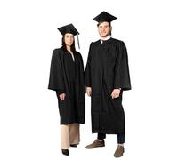 SKÉMATA Toga da Laurea Unisex in Microfibra Leggera con Tocco Laurea e Nappina Inclusi, Adatta a Tutte le Stagioni, Made in Italy, Chiusura sul Davanti | Guida Taglia Facile Uomo/Donna, Nera (L)