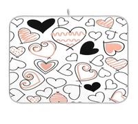 Sketch A Heart - Tappetino scolapiatti per bancone della cucina, 45,7 x 61 cm, assorbente, scolapiatti in legno floreale