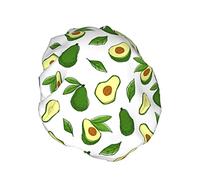 Sketch Aguacate Beige Jirafa Gorro de ducha Mujeres Impermeable Reutilizable Forro de PEVA Dobladillo elástico ajustable para todo el cabello largo Gorro de baño
