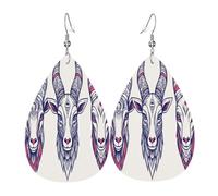 Sketch Antelope Head - Orecchini da donna in pelle a goccia, in PVC, con ganci in argento 925, stampe su entrambi i lati, ipoallergenici, regalo