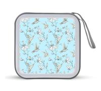 Sketch Birds and Flowers Funny CD Case Holder Organizer 40 Capacità DVD Collection Storage Bag Portafoglio per Auto Casa Viaggio