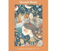 Sketch Book: Sketchbook for Girls, Drawing Supplies for Teens, Doodle Pad Paper, Orange and Blue Aesthetic, 8.5 x 11 inches 100 Pages