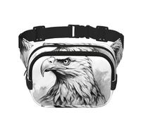 Sketch Eagle Head Fitness borsa a tracolla da viaggio, alla moda e casual, marsupio quadrato a doppio strato, nero, taglia unica, Nero, One Size