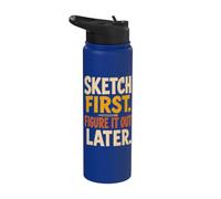 Sketch First Figure It Out Later Creative Humor Stainless Steel Insulated Water Bottle