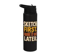 Sketch First Figure It Out Later Creative Humor Stainless Steel Insulated Water Bottle