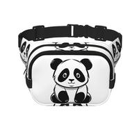 Sketch of a Panda, borsa a tracolla da viaggio, alla moda e casual, marsupio quadrato a doppio strato, nero, taglia unica, Nero, One Size