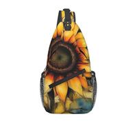 Sketch Of A Sunflower Pattern Sling Bag Cross Body Bag Borsa a tracolla Marsupio Viaggi Escursionismo Zaino per donne e uomini, nero, taglia unica, Nero, One Size