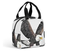 Sketch of Bald Eagle Borsa per il pranzo per donne e uomini, borsa termica portatile per il pranzo, con manico, a prova di perdite, riutilizzabile, per lavoro, picnic, viaggi