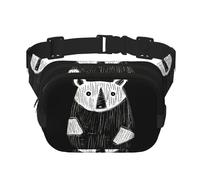 Sketch of Bear, borsa a tracolla da viaggio fitness, alla moda e casual, marsupio quadrato a doppio strato, nero, taglia unica, Nero, One Size