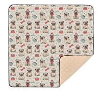 Sketch - Tappetino da gioco per bambini con simpatico motivo con cani in stile cartone animato, lavabile, tappetino da palestra per bambini, 127 x 127 cm