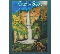 SKETCHBOOK 8.5 x 11 INCH MIXED MEDIA DRAWING PAD WITH PREMIUM ARTIST PAPERBACK COVER “MULTNOMAH FALLS”: “MULTNOMAH FALLS” ART BY MALEIGHA