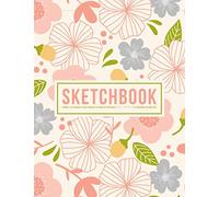 Sketchbook: Carnet de croquis | Skizzenbuch | Album da disegno | スケッチブック | Cuaderno de bocetos: 100 Blank Page Sketch Book for Drawing, Doodling & Writing: Pink & Blue Florals on Ivory 638-5