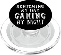 Sketching By Day Gaming By Night Digital Artist Gamer Art PopSockets PopGrip per MagSafe