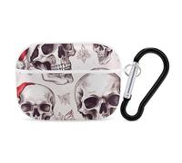Sketchy Skulls AirPod Pro, cover rigida antigraffio in PC con portachiavi, accessorio per AirPod Pro 2°/1° custodia per donne e uomini, stile bianco