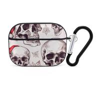 Sketchy Skulls AirPod Pro, custodia rigida antigraffio in policarbonato con portachiavi, accessori per AirPod Pro 2a/1a custodia, per donne e uomini, stile nero