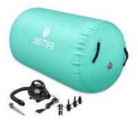 Skeufy Airtrack - Rotelle gonfiabili, cilindri per yoga, ginnastica, palestra, Air Barrel, colonna d'aria, tappetino sportivo per casa, attività all'aperto, fitness, verde, 120 x 75 cm