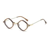 SKFGNX Occhiali da sole da donna quadrati poligonali retrò, lenti sfumate trasparenti effetto oceano, protezione UV400, occhiali da sole punk di tendenza da uomo, trasparenti come il tè, 1