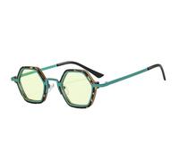 SKFGNX Occhiali da sole quadrati retrò poligonali da donna, lenti sfumate trasparenti color oceano, occhiali da sole punk da uomo, occhiali da sole UV400, modello verde, 1