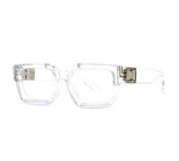 SKFGNX Occhiali da sole quadrati retrò UV400, argento trasparente, 1