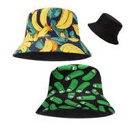 SKHAOVS 2 Pezzi Cappello da Pescatore Unisex Reversibile, Moda Modello Hip Hop, Cappello da Sole per Escursionismo, Campeggio, Viaggi