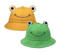 SKHAOVS 2 Pezzi Cappello Pescatore Uomo Donne, Cappello Pescatore di Rana, Cappello da Pesca, Cappello alla Pescatora Uomo Bucket Hat, per Donna Pesca Protezione Solare Spiaggia (2 Pezzi)