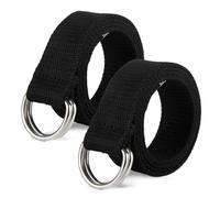 SKHAOVS 2 Pezzi Intrecciato Tela Cintura, Cintura in Tela Unisex, Doppia D Anello Fibbia Cintura, Cintura Regolabile Casual, Cintura da Lavoro, 3.8 x 130 cm