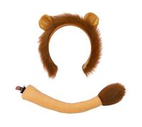 SKHAOVS 2 Pezzi Kit Costume da Leone,Orecchie di Leone Peluche Fascia e Coda Kit Costume,Set Orecchie e Coda Animali,per Bambini Adulti Cosplay Festa di Compleanno Natale Pasqua Halloween(2 Pezzi)