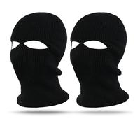 SKHAOVS 2 Pezzi Passamontagna con 2 Fori Nero Skimask per Uomo e Donna, Invernale Caldo Passamontagna Balaclava Elastico Maschera da Sci, Taglia Unica, per attività all'aperto Sci Running (Nero)