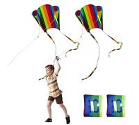 SKHAOVS 2 Pezzi Portatile Aquiloni Colorati Facili da Far Volare, Aquilone Arcobaleno per Bambini e Adulti, Pocket Kite Aquilone Nylon, Aquilone per Principianti e per attività All'aperto