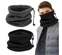SKHAOVS 2 scaldacollo invernali da uomo, fodera in pile artico, sciarpa in peluche, spessa maschera antivento per il viso, per ciclismo, sci, giochi all'aperto, 2 pezzi., Taglia unica