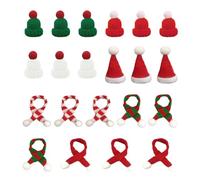 SKHAOVS 24 Pezzi mini Cappello di Natale e Sciarpa Mini Cappello da Babbo Natale Mini Cappello Mini Sciarpa per Decorazioni da Tavola Pupazzo di Neve Artigianato DIY per Bambole Festa Natalizia