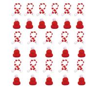 SKHAOVS 32 Pezzi Mini Cappello di Natale e Sciarpa da Babbo Natale per Decorazioni da Tavola Pupazzo di Neve Artigianato DIY per Bambole Festa Natalizia