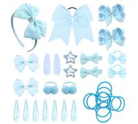 SKHAOVS 33 Pezzi Blu Tiny Hair Bows Clips Bambini Neonati Grosgrain Ribbon Bows Barrette per capelli Mollette per Capelli Bambina Fermagli Capelli Clip Dolci Elastici Ragazze(Cielo blu)