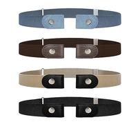 SKHAOVS 4 Pezzi Cintura Elastica Senza Fibbia Invisibile da Donna Uomo Regolabile Sgancio Rapido Unisex per Pantaloni Jeans