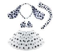 SKHAOVS 4 Pezzi Costumi da Cane per Bambini, Costumi di Animali in Maschera per Bambini, Copricapo,Coda, Fiocco e Tutù, per Feste a Tema Carnevale Cosplay Halloween Feste in Maschera