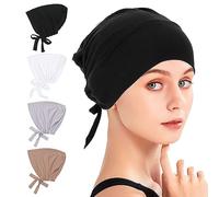 SKHAOVS 4 Pezzi Hijab da Donna,Turbant da Donna,Hijab Musulmano,Hijab Traspirante Berretto,Hijab con Cravatta,Hijab Regolabile,Hijab Berretto da Notte,Hijab di Cotone,Fazzoletti da Testa (4 Pezzi)