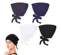 SKHAOVS 4 Pezzi Hijab da Donna Turbante Hijab Regolabile con Cravatta Hijab Musulmano Berretto Hijab Berretto da Notte Hijab di Cotone Cappello Turbante da Donna Comodo e Traspirante (4 Pezzi)