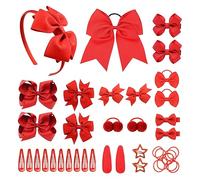 SKHAOVS 40 Pezzi Rosso Tiny Hair Bows Clips Grosgrain Ribbon Bows Barrette per capelli Mollette per Capelli Bambina Fermagli Capelli Clip Dolci Elastici Ragazze Bambini Neonati (Rosso)