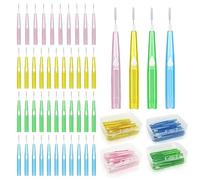 SKHAOVS 40 Pezzi Spazzolini Interdentali Angle Retrattile Scovolini per Pulizia di Denti con Scatola Stuzzicadenti Dentali Strumento con Testina di Filo Interdentale per Igiene Orale(4 Colori)
