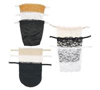 SKHAOVS 9 Pezzi Copertura per Scollatura Lady Lace Clip-on Mock Camisole Reggiseno Pizzo Inserimento Overlay Modesty Panel Vest, Black White Beige, Taglia Unica (9 Pezzi)