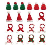 SKHAOVS18 Pezzi Set di Mini Cappelli di Babbo Natale,Mini Cappello da Babbo Natale,Mini Sciarpa Natalizia,Mini Cappello da Babbo Natale,Mini Cappello Lavorato a Maglia per Natale,Festa (18 Pezzi)