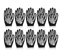 SKHAOVS2 Pezzi Halloween Scheletro Guanti, Nero Full Finger Guanti Scheletro, Halloween Ghost Gloves, Costume di Halloween, per cosplay di costumi di Halloween