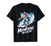 Ski Cat The Meowtains Are Calling Skier Funny Ski Maglietta