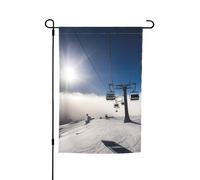 Ski Lift At Sunshine Bandiera da giardino a doppia faccia per fattoria Bandiera da cortile 30,5 x 45,7 cm banner stagionale all'aperto per primavera estate prato portico decorazione domestica piccola