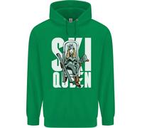 Ski Queen Divertente Sci Inverno Sport Bambini Felpa Con Cappuccio