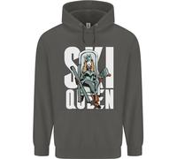Ski Queen Divertente Sci Inverno Sport Bambini Felpa Con Cappuccio